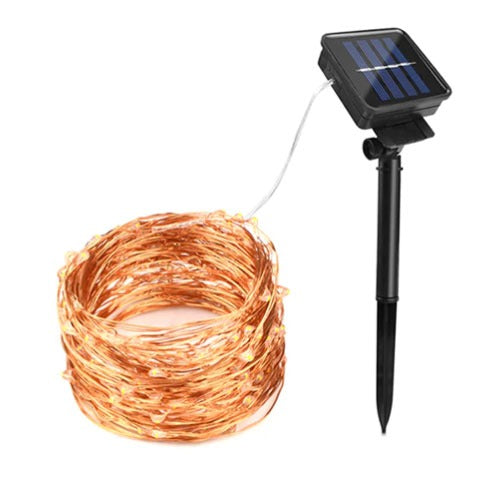 Zonne-Energie Outdoor LED verlichting - 20 meter - Warm Wit - 12V - ultra dun Zonne-Energie Outdoor LED verlichting - 20 meter - Warm Wit - 12V - ultra dun